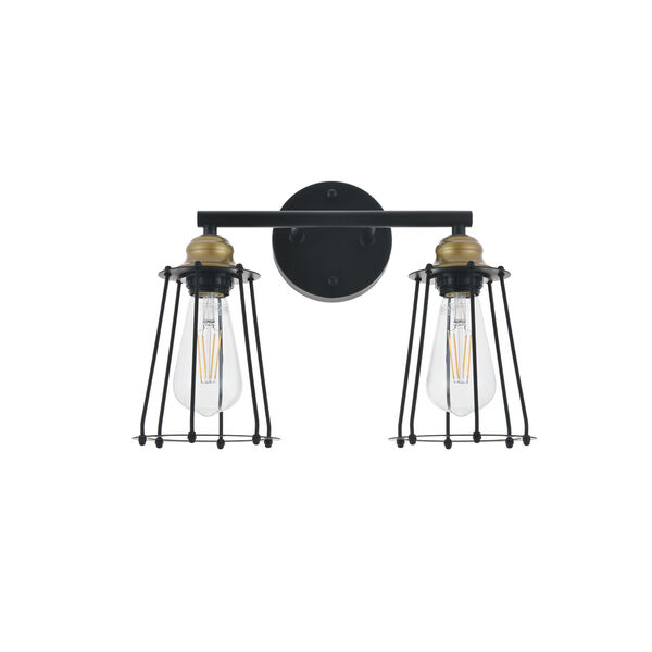 Auspice Brass and Black Two-Light Wall Sconce, image 3