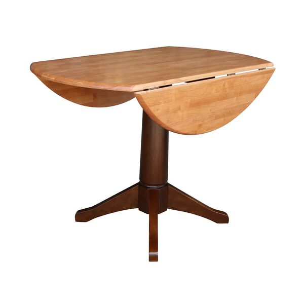 Cinnamon and Espresso 30-Inch High Round Dual Drop Leaf Pedestal Table, image 4