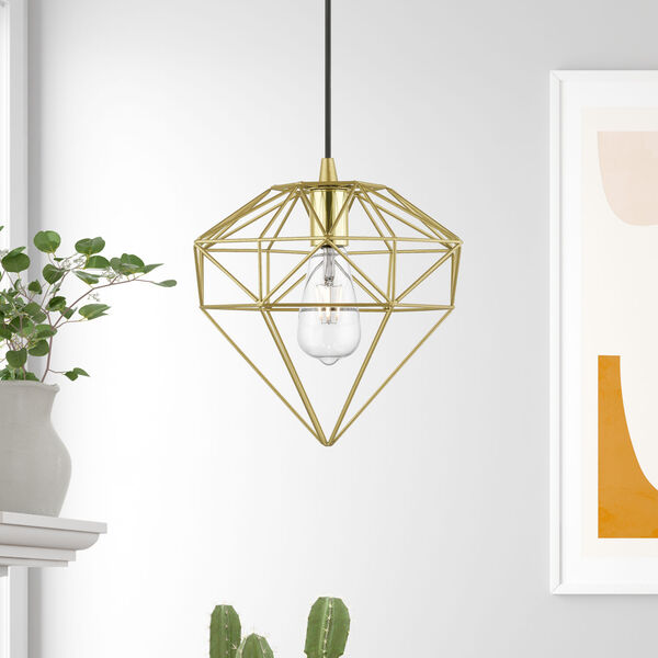 Knox Soft Gold with Polished Brass Accents 11-Inch One-Light Pendant, image 3