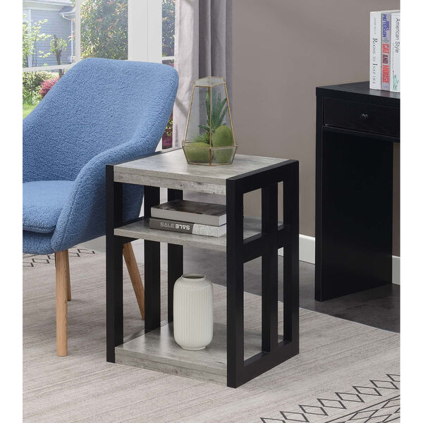 Monterey Faux Birch and Black End Table with Shelves, image 2