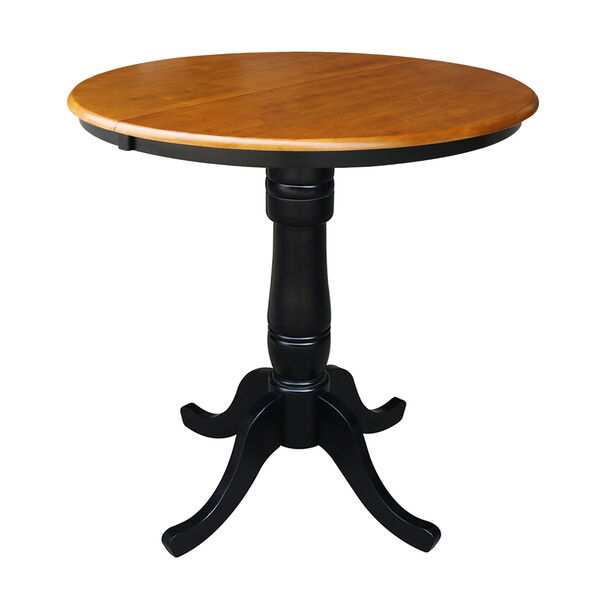 Black and Cherry 36-Inch Round Counter Height Extension Dining Table with Two Counter Stool, Three-Piece, image 3