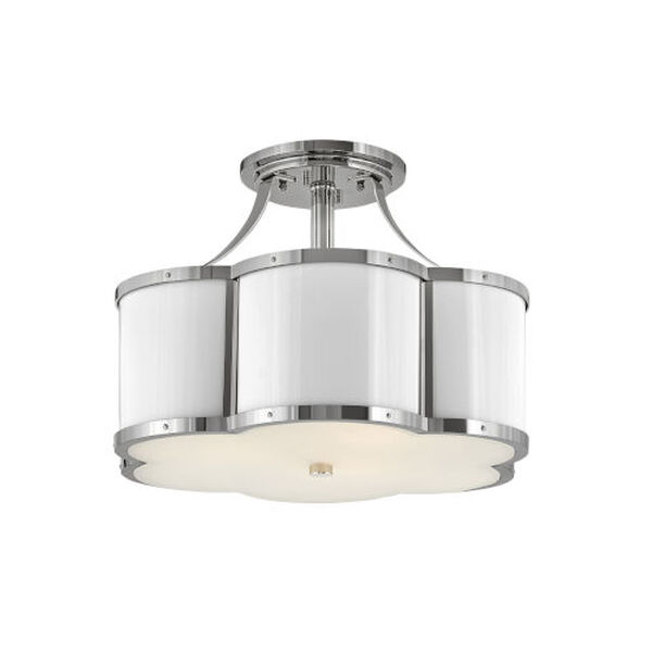 Chance Polished Nickel Three-Light Foyer Semi-Flush Mount With Etched Lens Glass, image 2