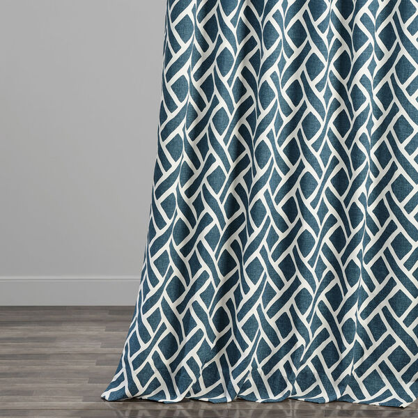 Navy Blue Printed Cotton Twill Single Panel Curtain 50 x 96, image 5