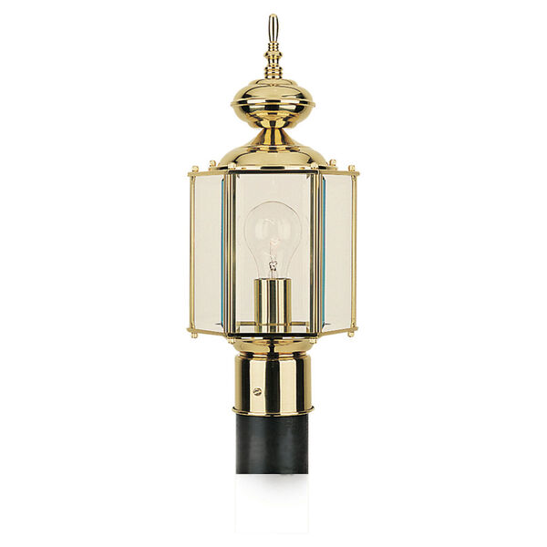 Classico Polished Brass Outdoor Post Mounted Lantern, image 1