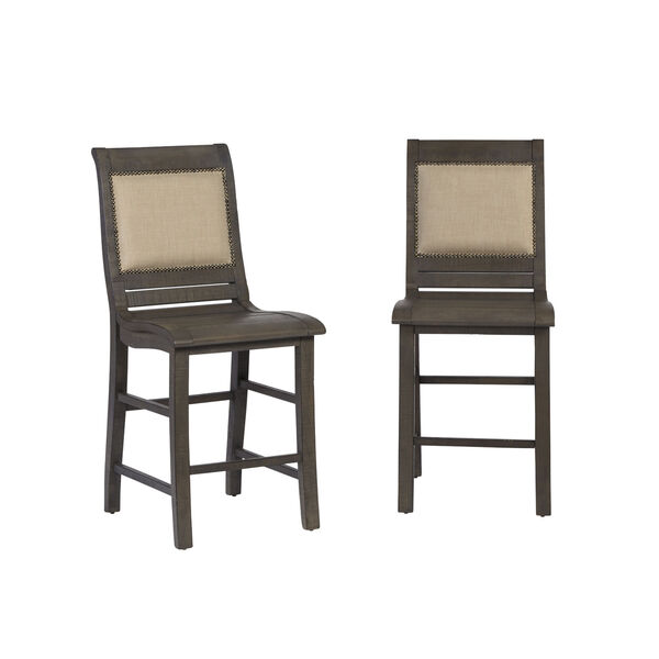 Willow Distressed Dark Gray 24-Inch Upholstered Counter Chair, Set of 2, image 1