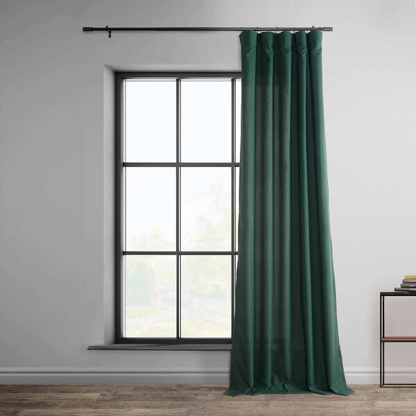 Deep Green Dobby Linen 84-Inch Curtain Single Panel, image 2
