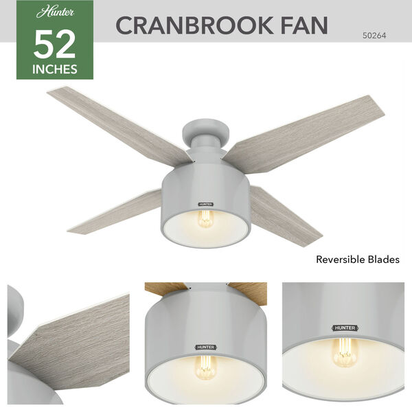 Cranbrook Low Profile Dove Grey 52-Inch LED Ceiling Fan, image 4
