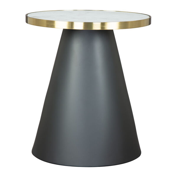 Fusion Black, Gold, and White Marble Side Table, image 3