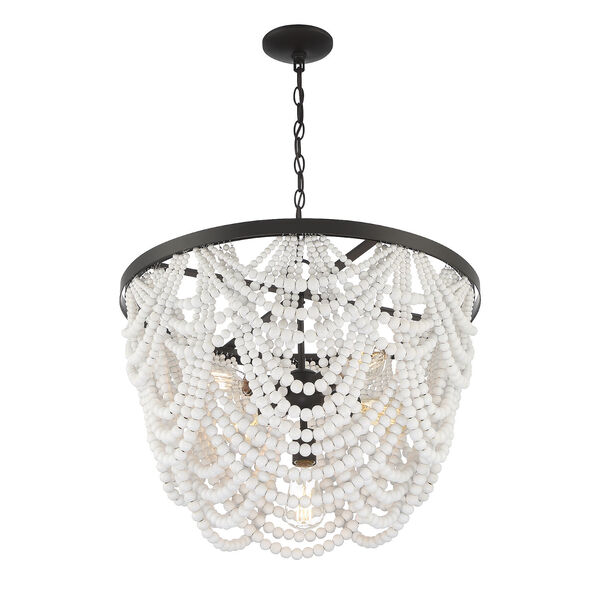 Isabella Grecian White and Oil Rubbed Bronze Five-Light Chandelier, image 4