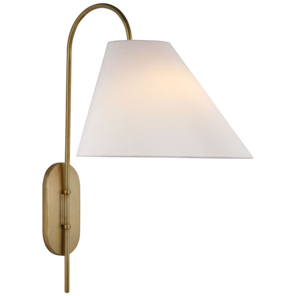 Kinsley Large Articulating Wall Light in Soft Brass with Linen Shade by kate spade new york, image 1