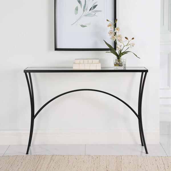 Alayna Black Metal and Glass Console Table, image 3