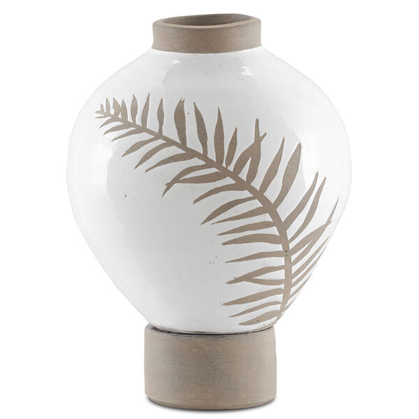 White and Tan Small Fern Vase, image 1