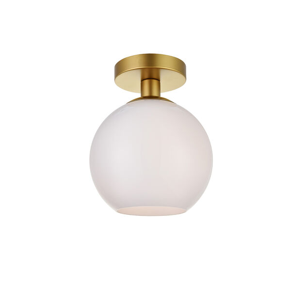 Baxter Brass and Frosted White Seven-Inch One-Light Semi-Flush Mount, image 3