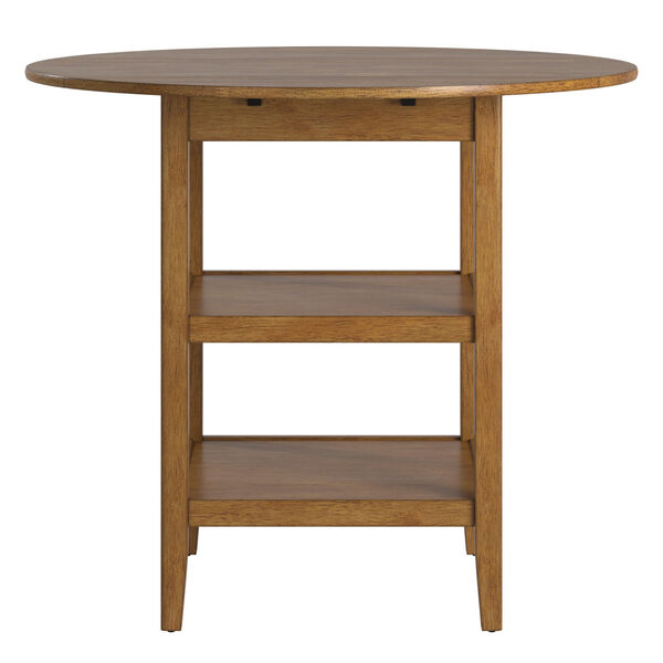 Caroline Antique Brown Two-Tone Side Drop Leaf Round Counter Height Table, image 4