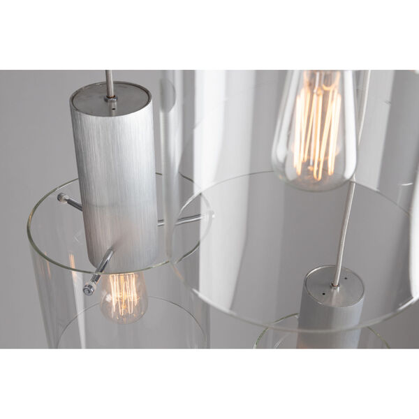 Henley Brushed Aluminum and Clear Glass Three-Light Pendant, image 4