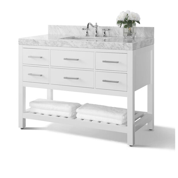 Elizabeth White 48-Inch Vanity Console with Mirror and Gold Hardware, image 6
