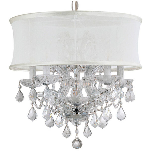 Brentwood Polished Chrome Six-Light Chandelier with Smooth White Shade, image 1
