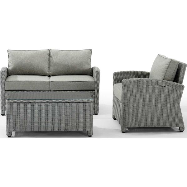 Bradenton Gray Gray Three-Piece Outdoor Wicker Conversation Set with Armchair, image 3