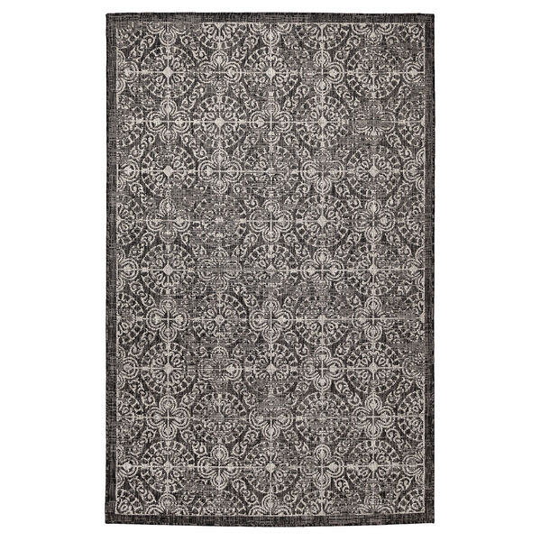 Carmel Antique Tile Black Rectangular: 6 Ft. 6 In. x 9 Ft. 3 In. Indoor Outdoor Rug, image 1