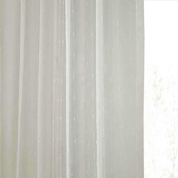 White Striped Faux Linen Sheer Curtain Single Panel, image 7