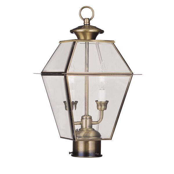 Westover Antique Brass Two-Light Outdoor Post Mount, image 1