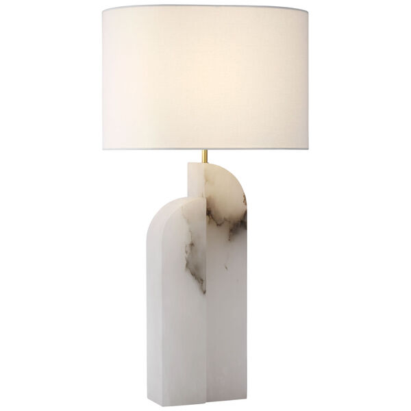 Savoye Large Left Table Lamp in Alabaster with Linen Shade by Kelly Wearstler, image 1