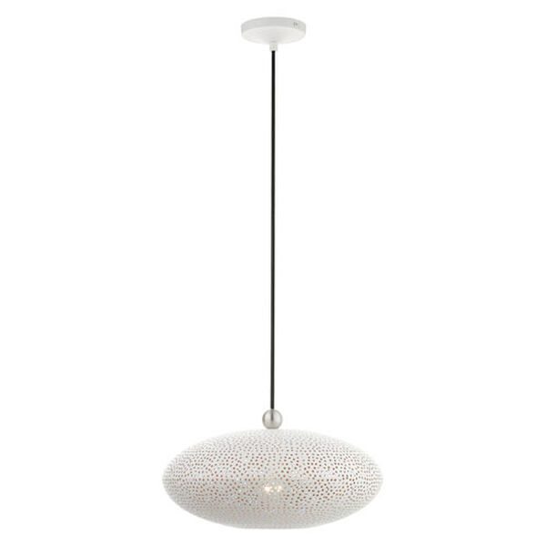 Dublin White and Brushed Nickel One-Light Pendant with Metal Shade, image 4