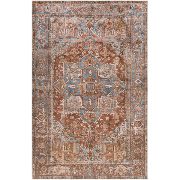 Lavable Peach, Burnt Orange and Blush Rectangular: 7 Ft. 6 In. x 9 Ft. 6 In. Area Rug, image 1