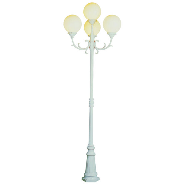 Four-Light White Aluminum Outdoor Post Light with Opal Polycarbonate, image 1
