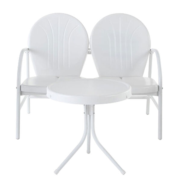 Griffith Two Piece Metal Outdoor Conversation Seating Set: Loveseat and Table in White Finish, image 1