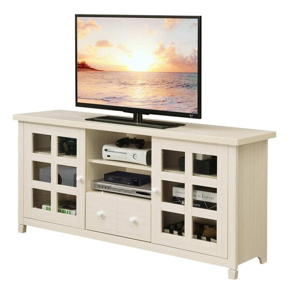White One Drawer TV Stand with Storage Cabinet and Shelve, image 4