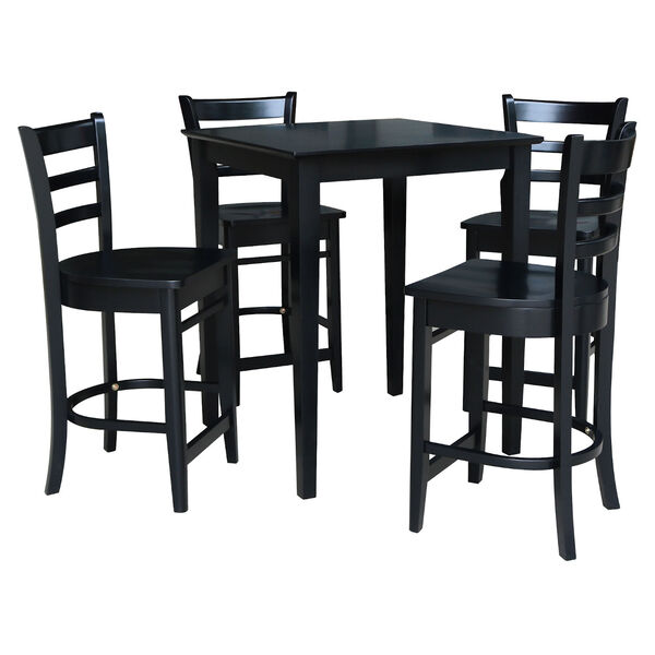 Black 30-Inch Gathering Height Table with Four Counter Stool, Five-Piece, image 2