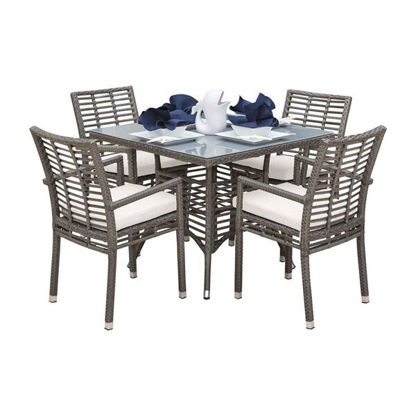 Intech Grey Outdoor Dining Set with Canvas Heather Beige cushion, 5 Piece, image 1