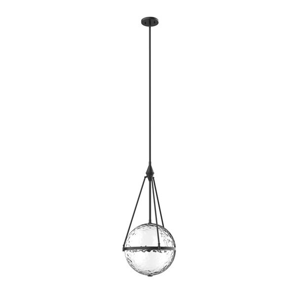 Harmony Matte Black Four- Light Pendant with Clear Water Glass, image 1