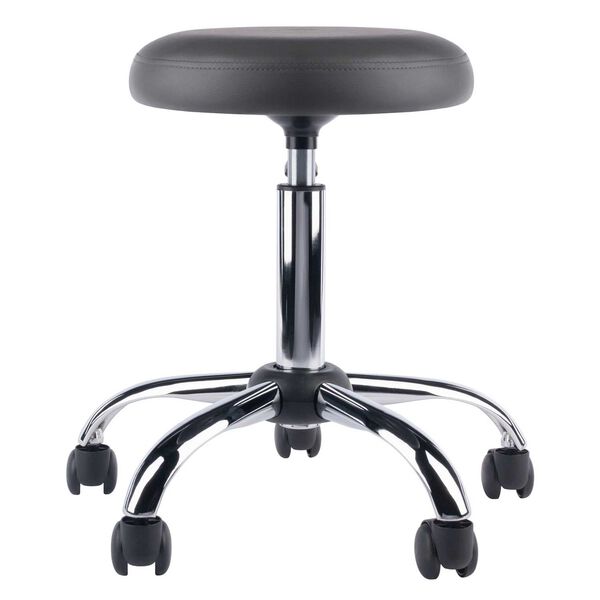 Clyde Charcoal Chrome Adjustable Cushion Seat Swivel Stool, image 6