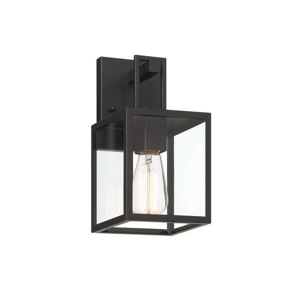Preston Matte Black One-Light Outdoor Wall Lantern with Clear Glass Shade, image 6
