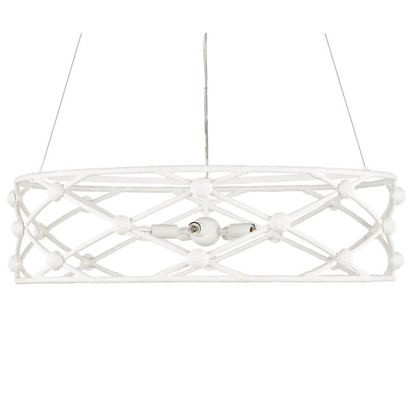 Sefrou Gesso White and Natural Rattan Five-Light Chandelier, image 2