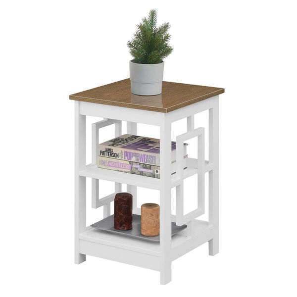 Town Square Driftwood and White End Table with Shelves, image 2