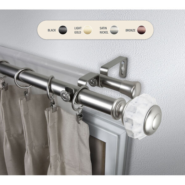 Linden Satin Nickel 160-240 Inch Double Curtain Rod, image 1