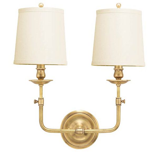 Logan Aged Brass Two-Light Wall Sconce, image 1