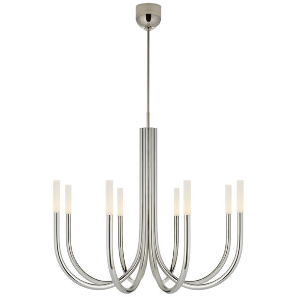 Rousseau Medium Chandelier in Polished Nickel with Etched Crystal by Kelly Wearstler, image 1