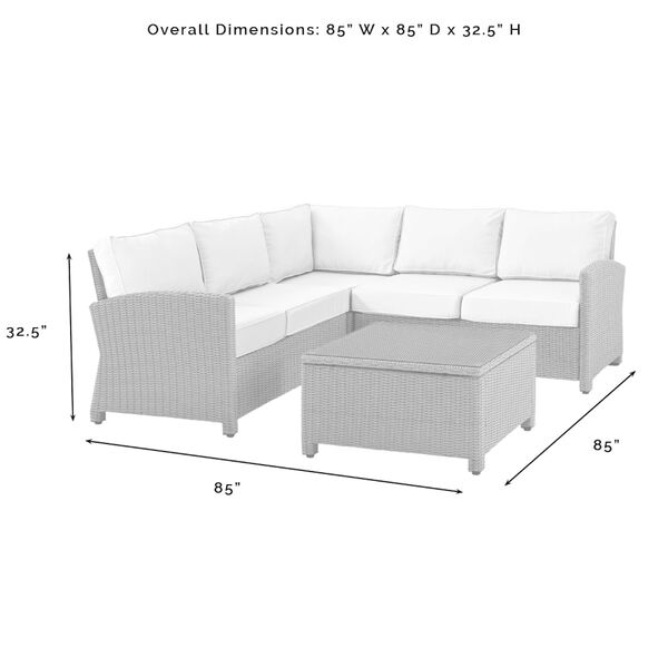 Bradenton Gray and Navy Outdoor Wicker Sectional Set, 4-Piece, image 5