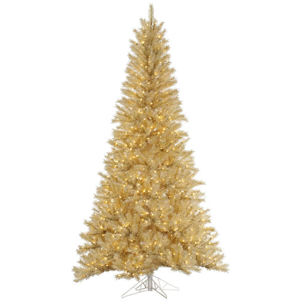7 Ft. 6 In. White and Gold Tinsel Tree, image 1