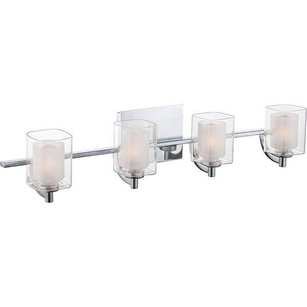 Kolt Polished Chrome Four-Light LED Vanity with Outer Clear Glass, image 3