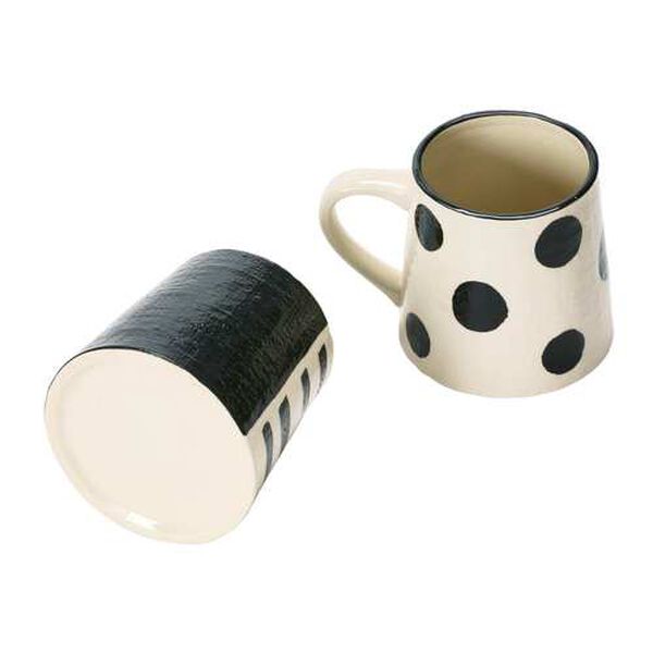 White and Black Stoneware Coffee Mug, Set of 2, image 2