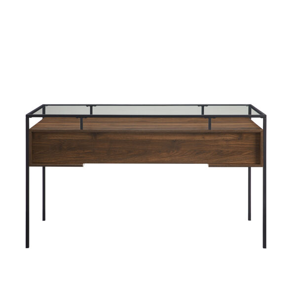 Fulton Dark Walnut and Black Two Drawer Desk with Glass Top, image 5