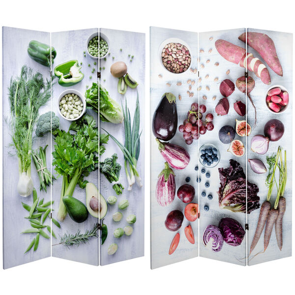 Tall Double Sided Farmers Market Multicolor Canvas Room Divider, image 1