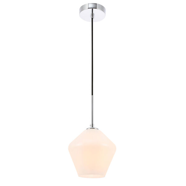 Gene Chrome Eight-Inch One-Light Mini Pendant with Frosted White Glass, image 6
