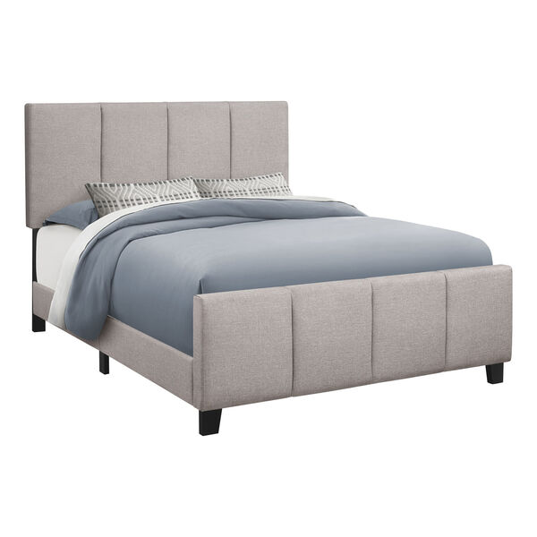 Gray Queen Bed with Wooden Legs, image 1