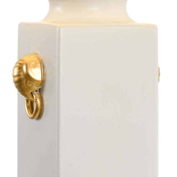 White Glaze and Gold One-Light Vase Table Lamp, image 3